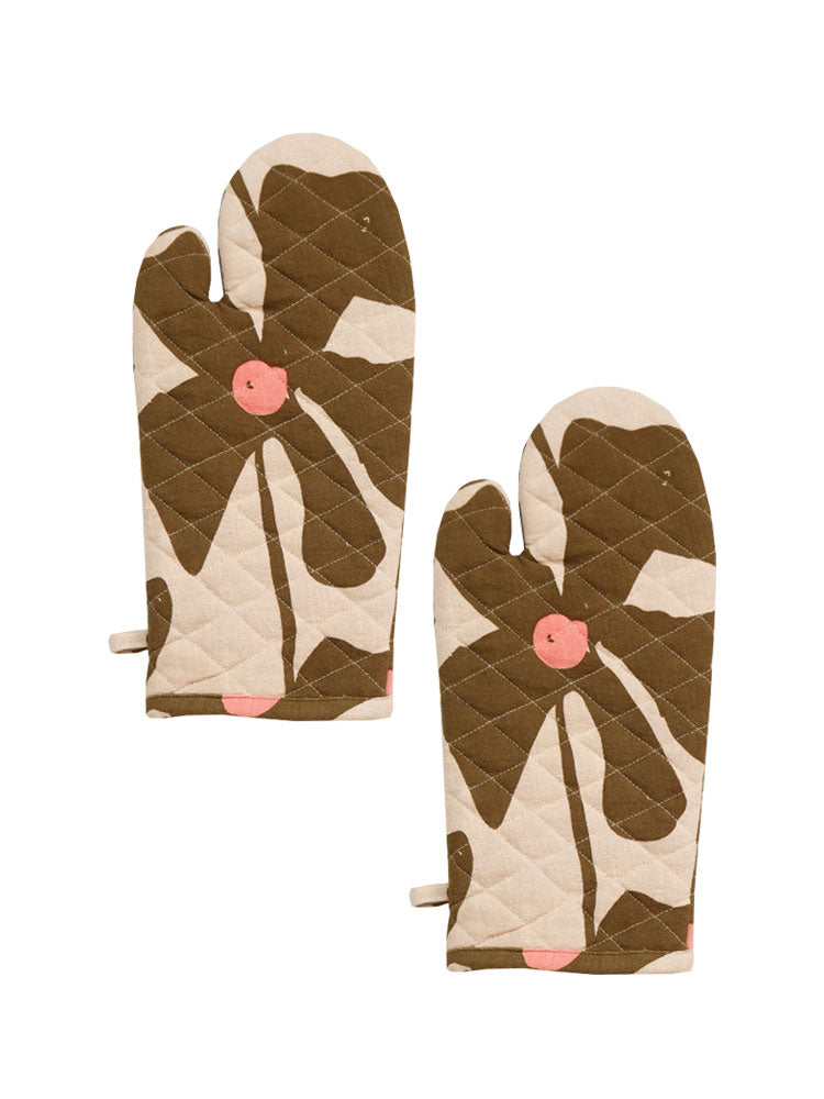 Oven Mitt Bundle - Olive Poppy  by Mosey Me