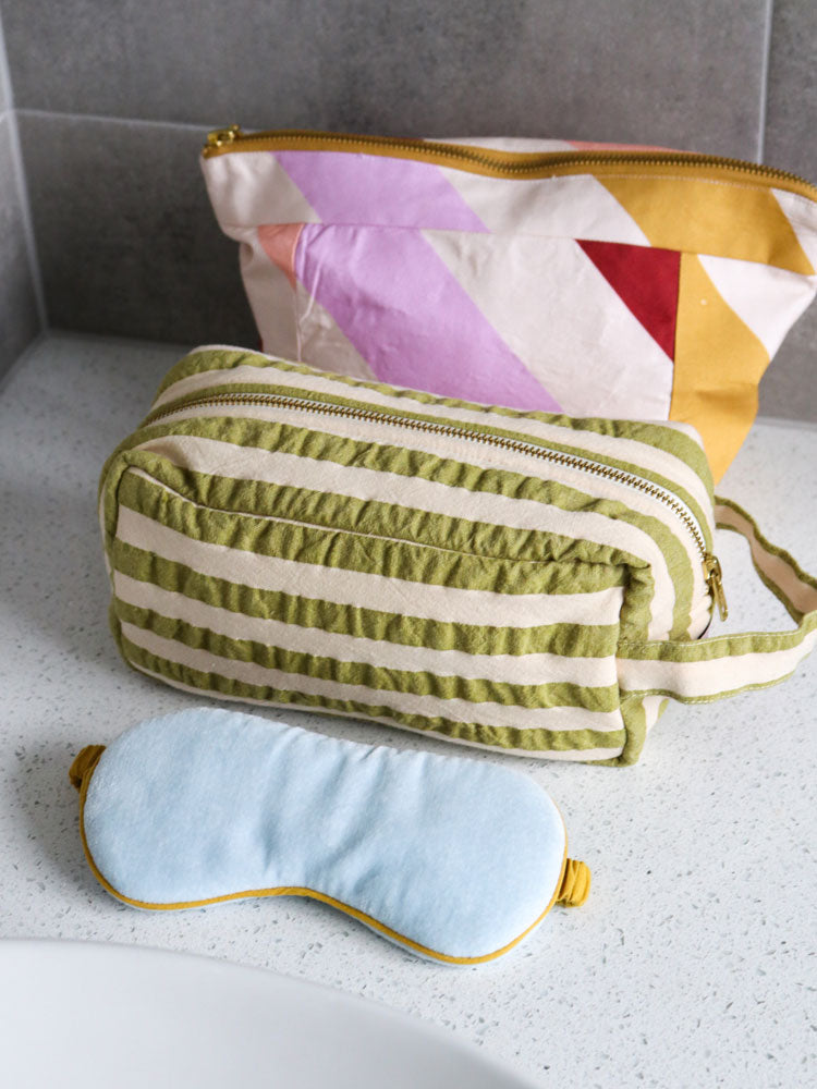 Seersucker Stripe Dopp Kit  by Mosey Me