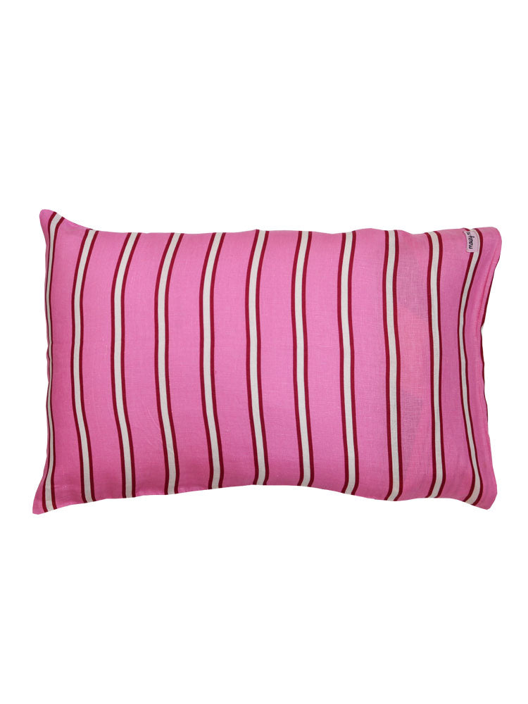 Raspberry Stripe Standard Pillowcase Set  by Mosey Me