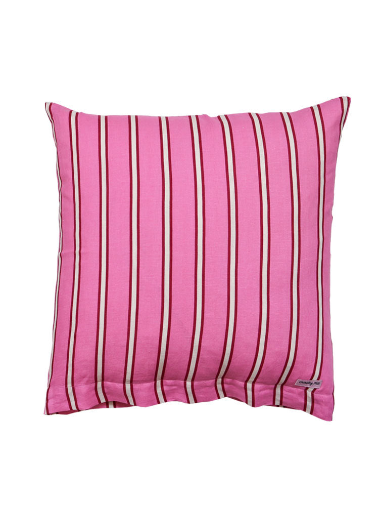 Raspberry Stripe Euro Pillowcase Set  by Mosey Me