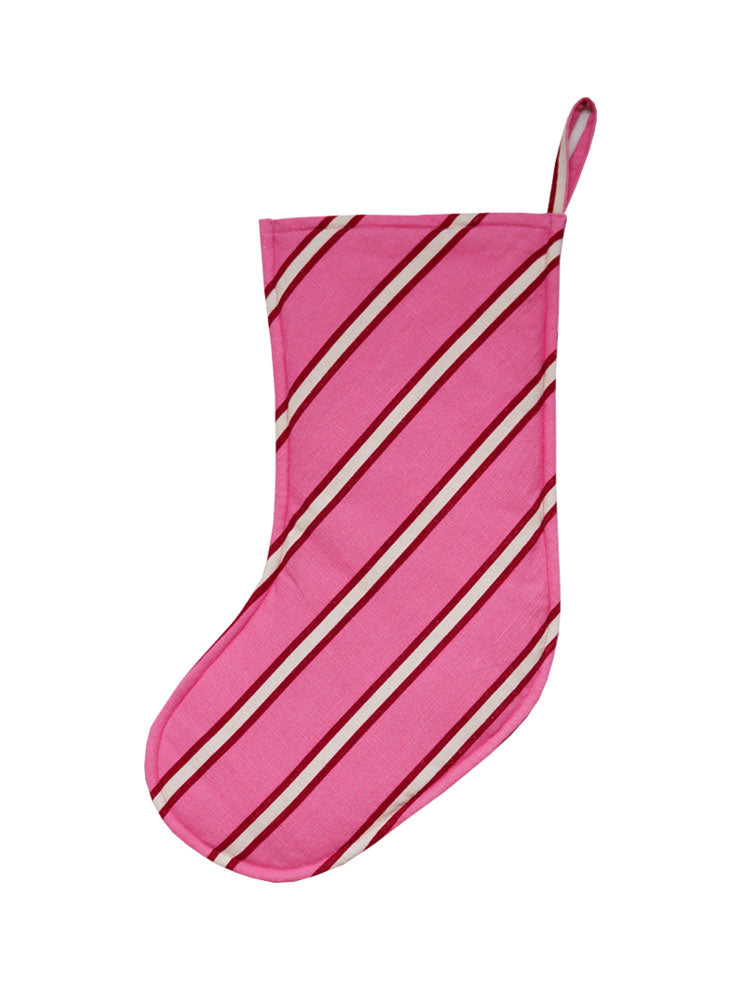 Raspberry Stripe Stocking  by Mosey Me