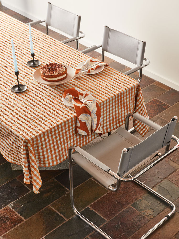 Honey Blue Seersucker Tablecloth  by Mosey Me