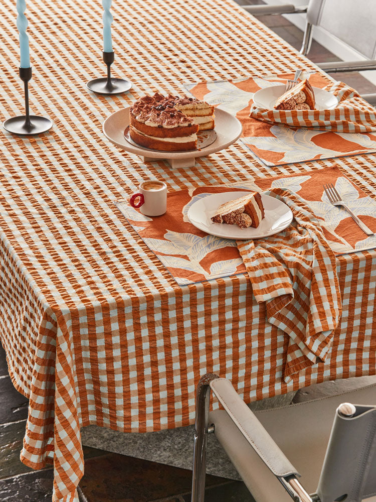 Honey Blue Seersucker Tablecloth  by Mosey Me