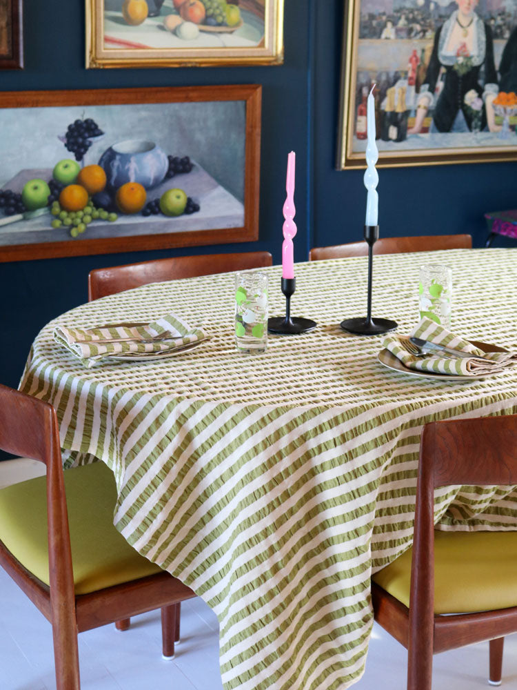 Seersucker Stripe Tablecloth  by Mosey Me