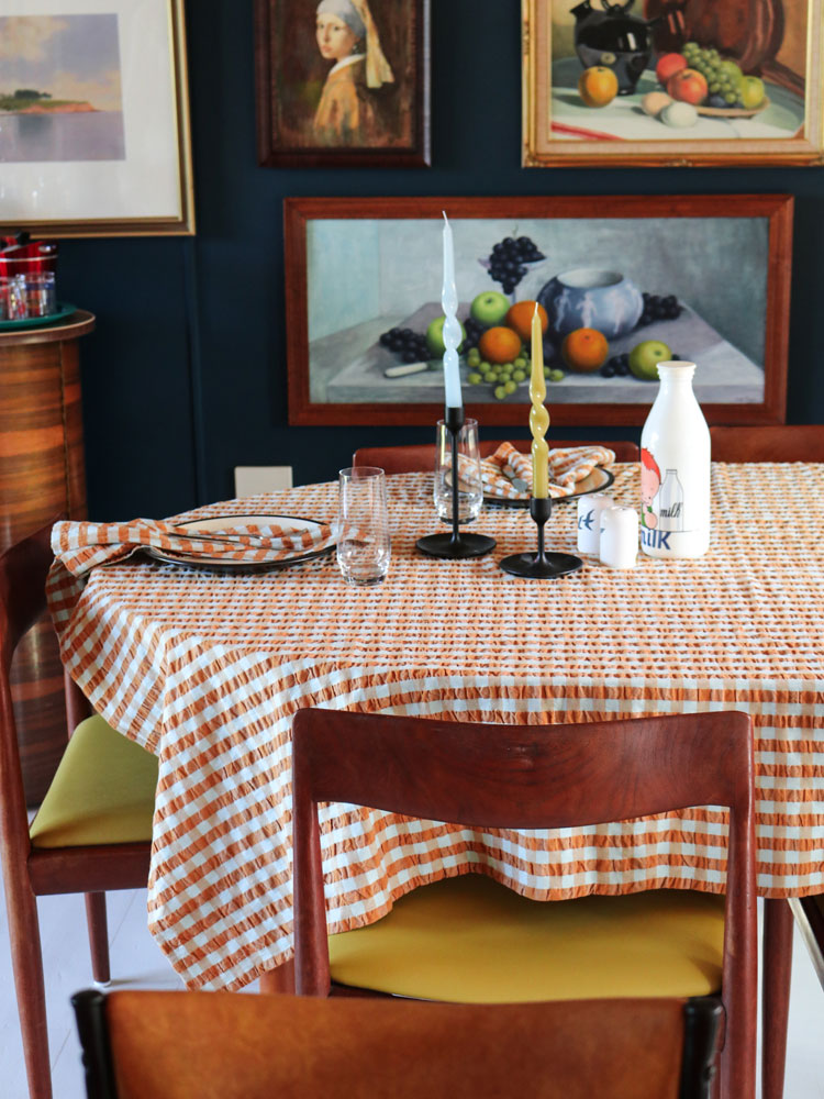 Honey Blue Seersucker Tablecloth  by Mosey Me