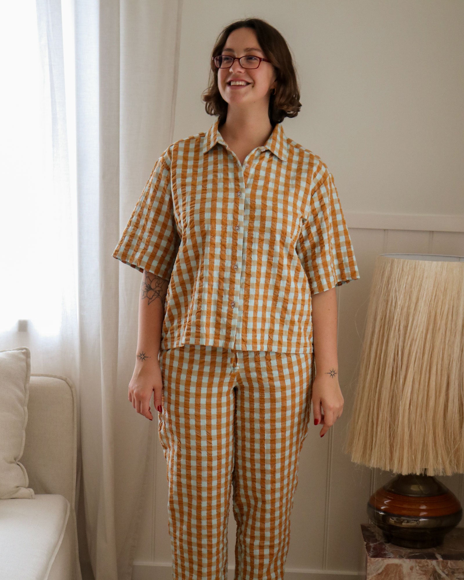 Honey Blue Seersucker Pyjama Set  by Mosey Me