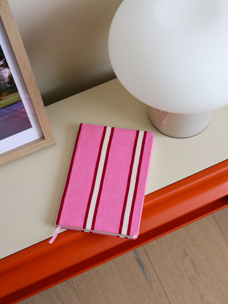 Raspberry Stripe Notebook  by Mosey Me