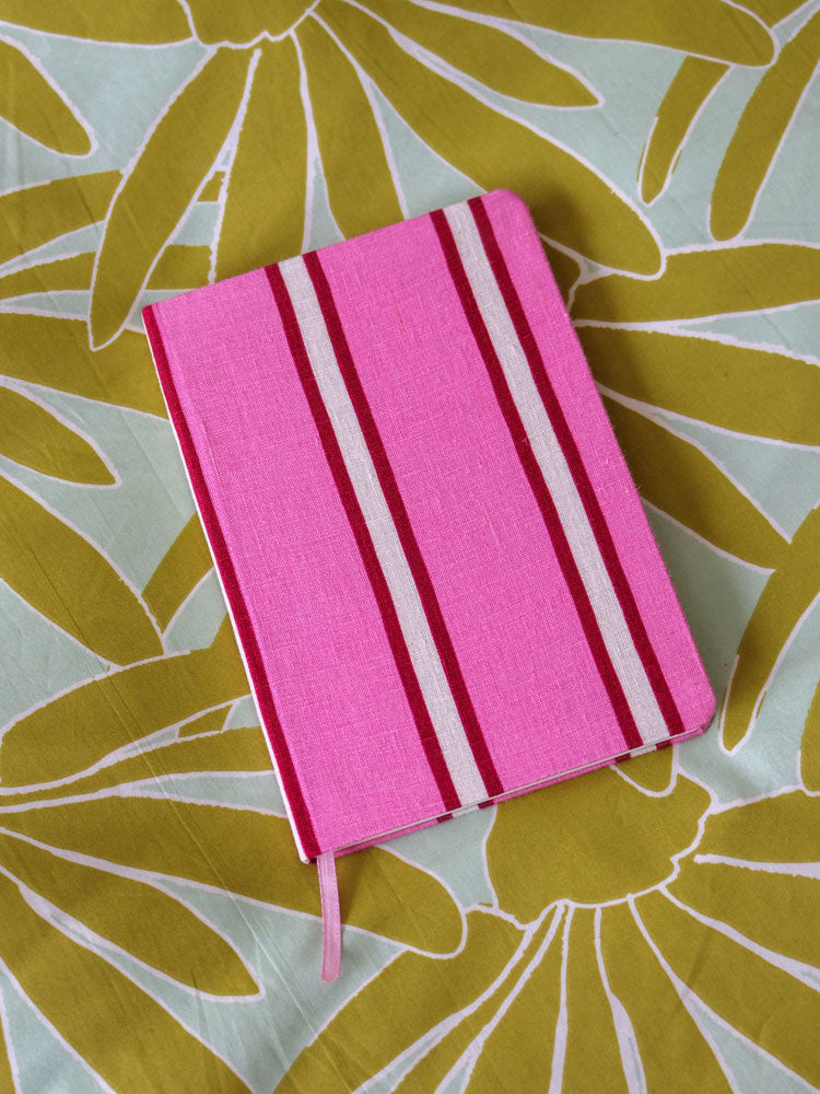 Raspberry Stripe Notebook  by Mosey Me