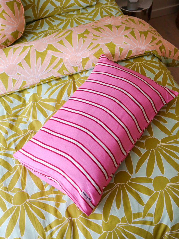 Raspberry Stripe Standard Pillowcase Set  by Mosey Me