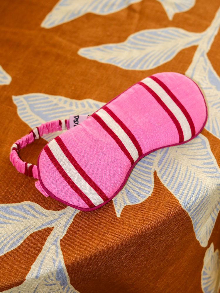 Raspberry Stripe Eye Mask  by Mosey Me