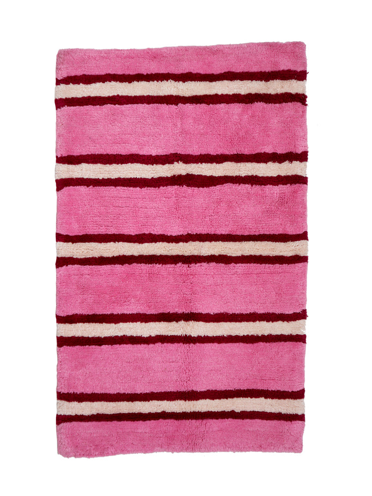 Raspberry Stripe Bath Mat