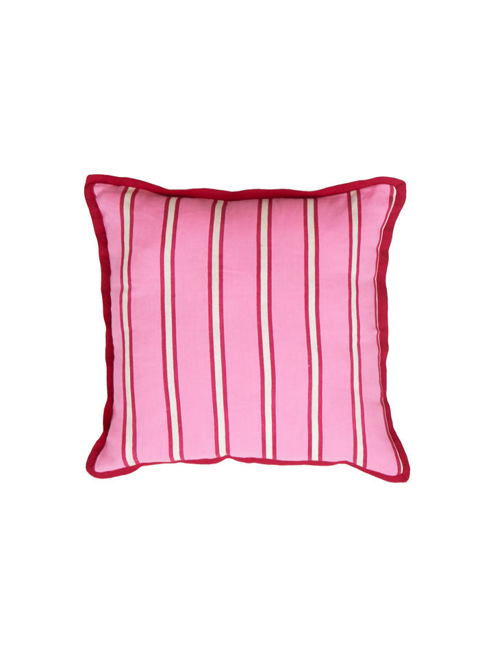 Mosey Me Pink Stripe Linen Cushion 