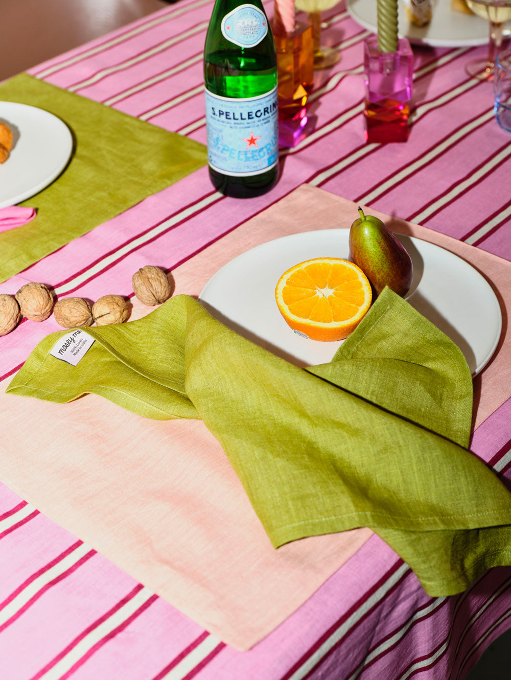 Mosey Me Pink Stripe Linen Tablecloth